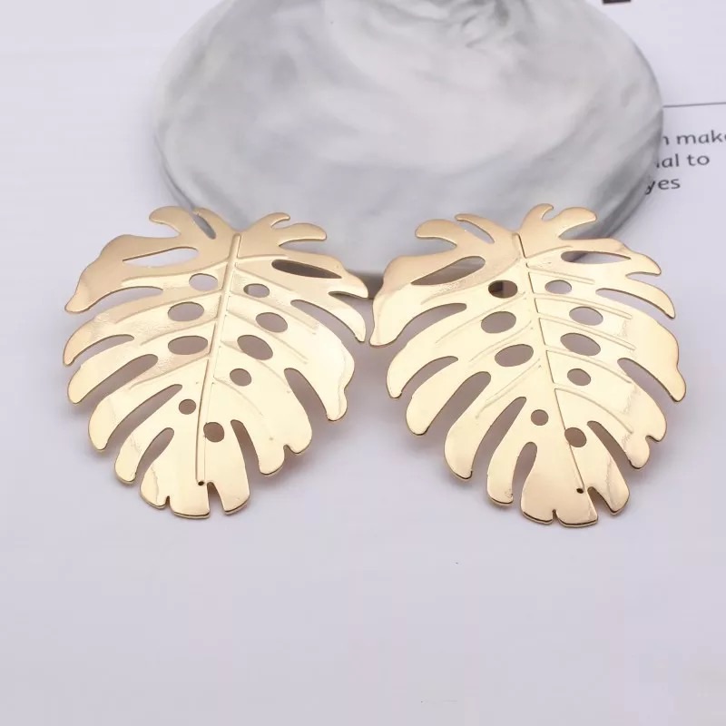 Big Statement Leaves Stud Drop Earring